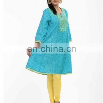 Manufacturer indian ethnic 3/4 sleeve knee length designer kurti for women