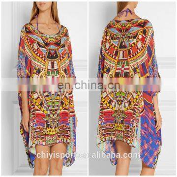 OEM & ODM Digital Print Silk Kaftan Wholesale Women Dress Kaftans 2016