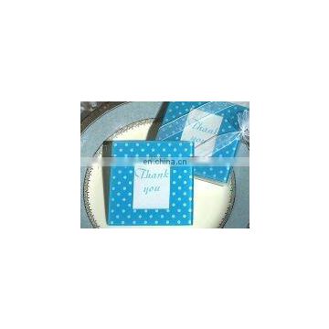 Blue and White dot pattern photo coaster