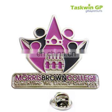 Custom college metal lapel pins with wholesale price, soft enamel