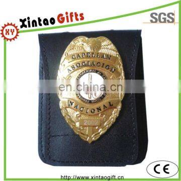 Custom Imperial Leather Wallet With Metal Badges