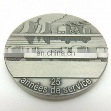 High Quality 2D 3D OEM Souvenir Metal Medal Coin Antique Plating Silver Christmas Gift