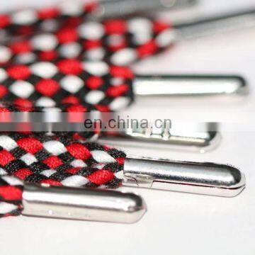 Wholesale high quality custom metal tip shoelace ,fashion braided shoelace