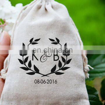 Personalized muslin cotton gift carry pouch bag for bracelets or ring