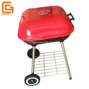 Portable BBQ Square Trolley Charcoal Grill for Outdoor Baking & Cooking