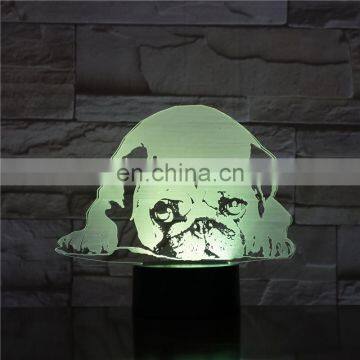 Pug Dog Desk Lamp Bedside 3D Illusion 7 Color Changing Hoom Decorative Child Kids Night Light LED Lamp photo-5