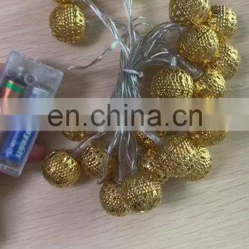 20 LED  Moroccan ball light string battery box Power Christmas day indoor outdoor decoration gold/silver