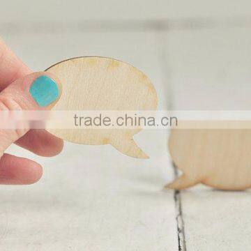 Custom made unpainted natural wood oval speech bubble
