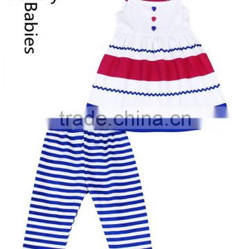 Summer girls boutique outfits baby singlet cotton frock and stripe leggings                        
                                                                                Supplier's Choice