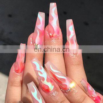 2020 Nail Stickers Set Magic Flame Lips Laser Holographic Nail Stickers Applique Aurora Manicure Art