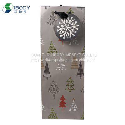 Custom recyclable copper plate coated bright film portable red wine bag Christmas shopping bag