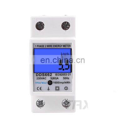 Single Phase Two Wire LCD Digital Display Wattmeter Power Consumption  Electric Energy Meter kWh AC 230V 50Hz Electric Din Rail