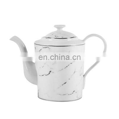 Nordic Unique Gold Rimmed Porcelain Plate Marble Dinnerware Set Round Western Ceramic Cheap Plates photo-2