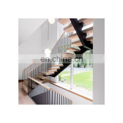 Canadian Indoor Straight Staircase Design Stairs Wood Step with Cable/Glass/Rod Railing