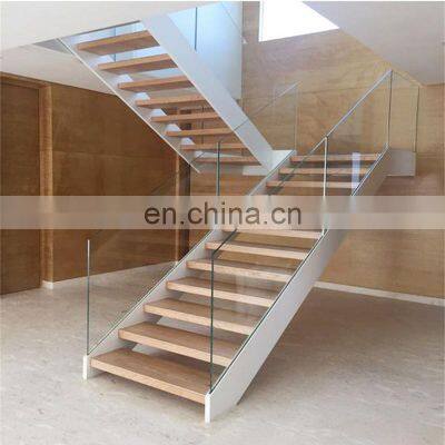 modern custom stairs glass railing u shape staircase design steel wooden staircase for home