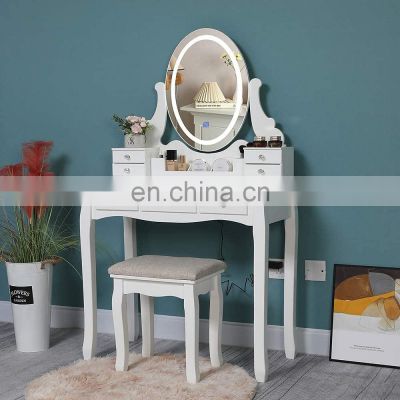 Makeup Vanity Dressing Table with 7 Drawers & Padded Cushioned Stool