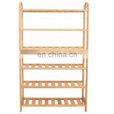 HOME Free Standing Bamboo Shoe Rack with Handles | 6 Tier | Wood | Closets and Entryway | Organizer | Fits 18 Pairs