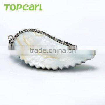 Topearl Jewelry 3pcs Charm Abalone Shell and White Freshwater Pearl Pendant Rhinestones Studded Pearl Pendant SPD10 photo-4