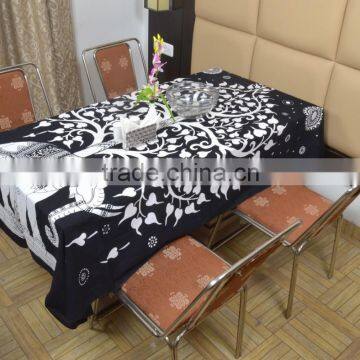 Indian Cotton Table Cloth Black-White Tree Elephant Printed Dinning Vintage Wall Hanging Throw Bed Sheet Cover TC48