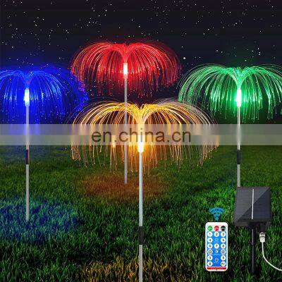 4 In 1 Outdoor Solar Led Fiber Optic Flower Jellyfish Light Led Fiber Optic Lights Decoration Lamp For Garden