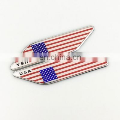 Custom Country Flag Logo 3M Adhesive Aluminum Alloy Metal Car Emblem Badge