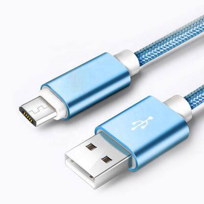 Wholesale Charging Line Aluminum Metal Fabric Weave Braided Nylon Micro USB Cable for Samsung Android photo-4