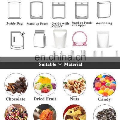 Pre Made Sealing Weighing Filling Peanuts Sunflower Bean Dried Seed Dry Fruit Zipper Plastic Premade Bag Packing Machine