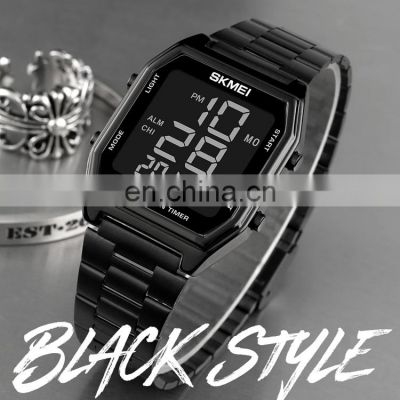 New Arrival Skmei 1735 Luxury Gold Digital Sport Watch for Men Wrstwatch Stainless Steel Strap 30m Waterproof