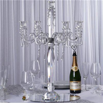 5 Lights Crystal Candlestick Wedding Event Birthday Party Candelabra Centerpieces photo-2