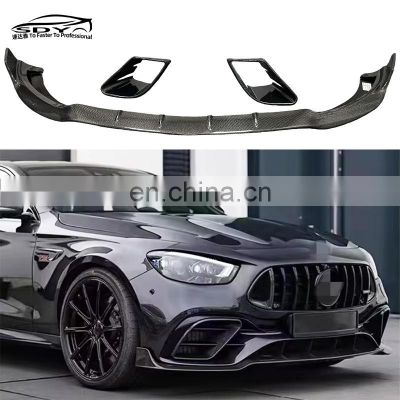 W213 E63 AMG LCI BS Style High Quality Carbon Fiber Front Lip And Front Vent Trim For Benz W213 E63 S AMG 2021-2024