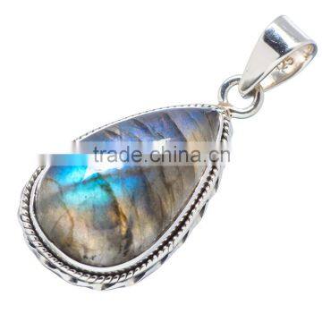 925 SOLID STERLING FINE SILVER LABRADORITE PENDANT