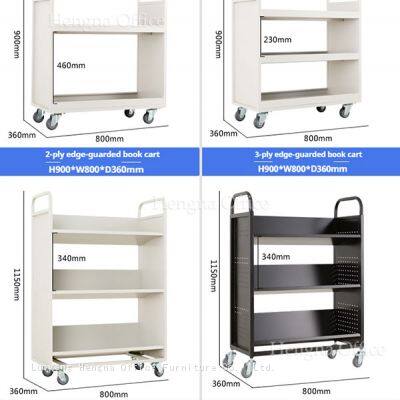 China Factory Wholesales Hengna 3-Tier Flatbed Book Truck for Schools & Offices | Double-Sided Use | Mobile Storage Cart