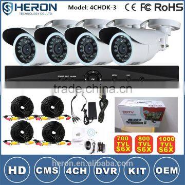 Hot Sale Economical Waterproof 4CH standalone cctv dvr kit On China Market