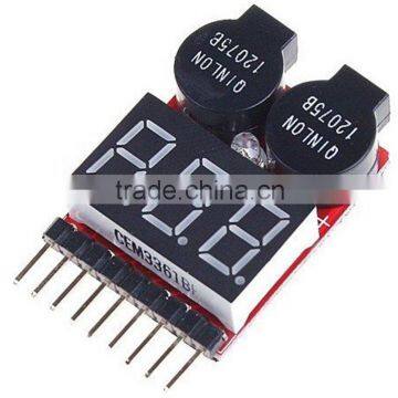 Low Voltage Lipo/Li-ion/Fe Battery Voltage 2IN1 Tester Buzzer Alarm 1-8S