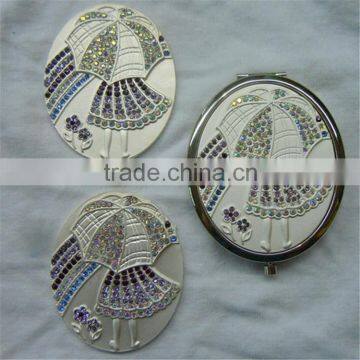 hot selling antique embossed logo metal cosmetic compact mirrors for xmasgift1648