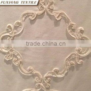 100% Polyester Micro-velvet Geometric Embroidered Window Curtain Fabric photo-2