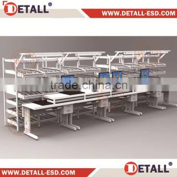 display Electronics workbench with FIFO shelf