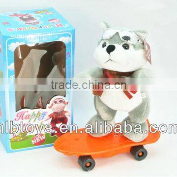 New arriving,Plush musical doll with scooter,Funny Plush Dog Doll