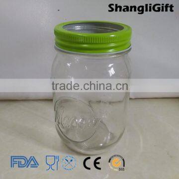 Glass Bottle For Juice,Square 16oz Glass Mason Jar With Metal Lid photo-3