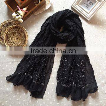 Fashion Beautiful Islamic Arab Women Scarf with Hot Fix Rhinestones