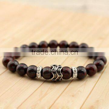 BRP1308 natural gemstone macrame bracelet dull polish gem stone stainless steel with CZ paved charm bracelet                        
                                                                                Supplier's Choice