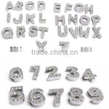 10 mm Rhinestone smooth metal English alphabet letters DIY mobile phone chain and pet collars