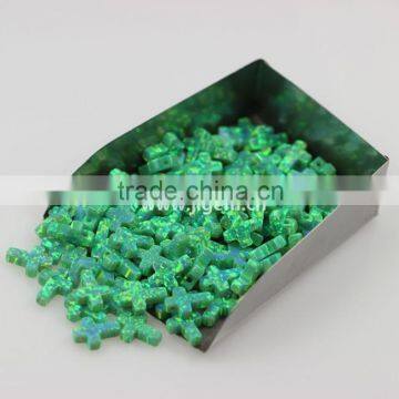 Synthetic OP11 Kiwi Green Cross Opal Gem With a Drilled Hole photo-5