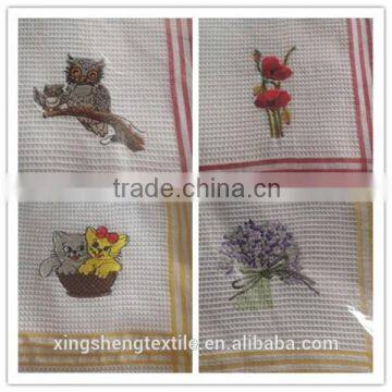 100% Cotton Waffle Embroidered Tea Towel photo-2