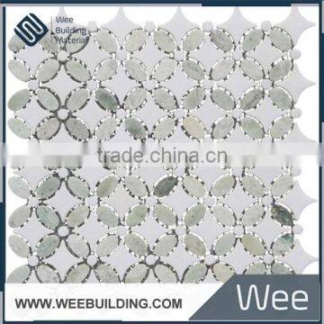 irregular white marble design like coin stone mosaic