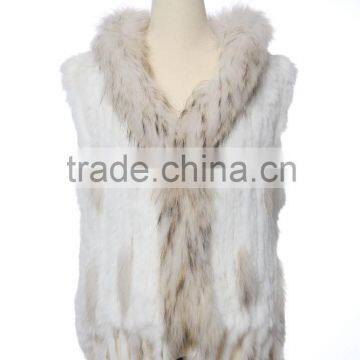 QD663 New Fashion Handknitted Rabbit & Raccoon Vest With Cap 2016