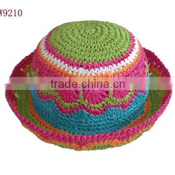 flower wave patten hand weave girl hat