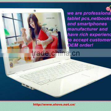 hot selling 13.3 inch dual core hdmi ultra slim sexy lady's yellow laptop netbook