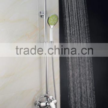 colored rain shower faucet with shower head