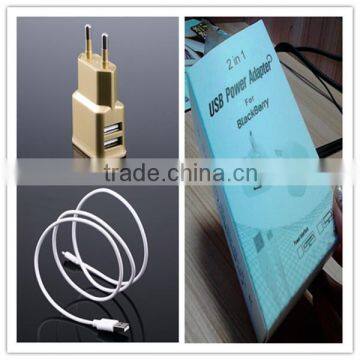 OEM black white gold logo printing retail package with micro cable US EU plug 5v 1.5a wholesale usb car charger adapter